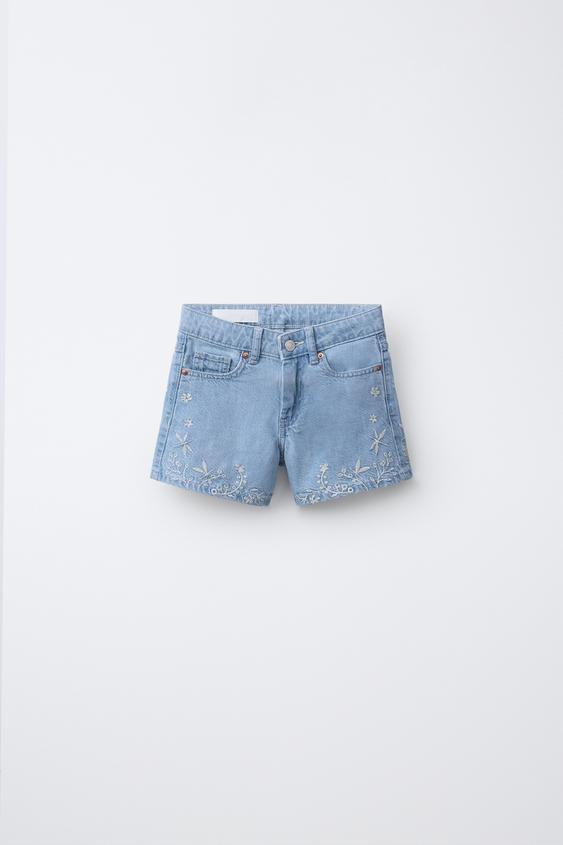 BERMUDA DENIM BORDADOS - Azul claro de Zara - Imagen 0