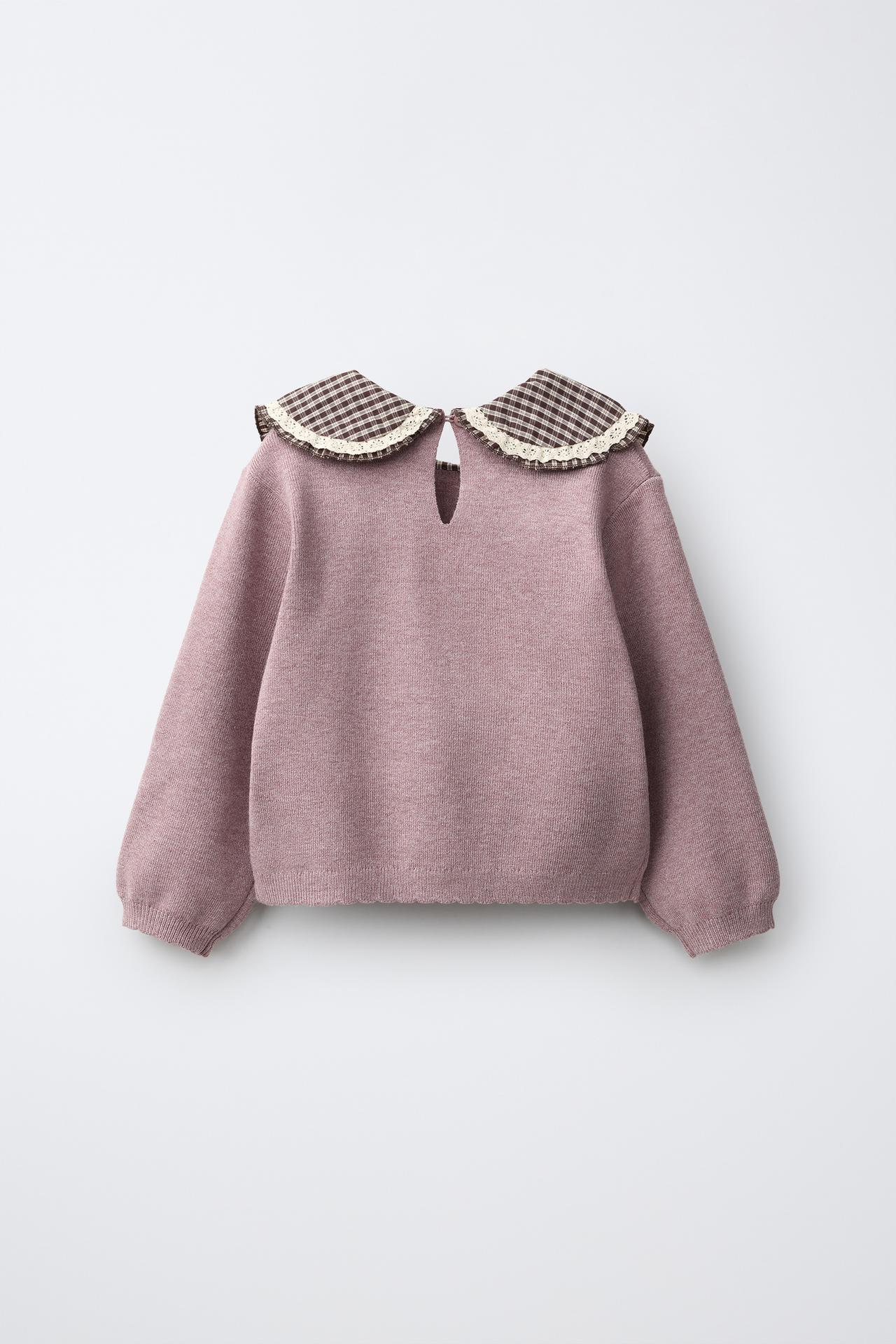 COMBINED PETER PAN COLLAR SWEATER — Dusty pink