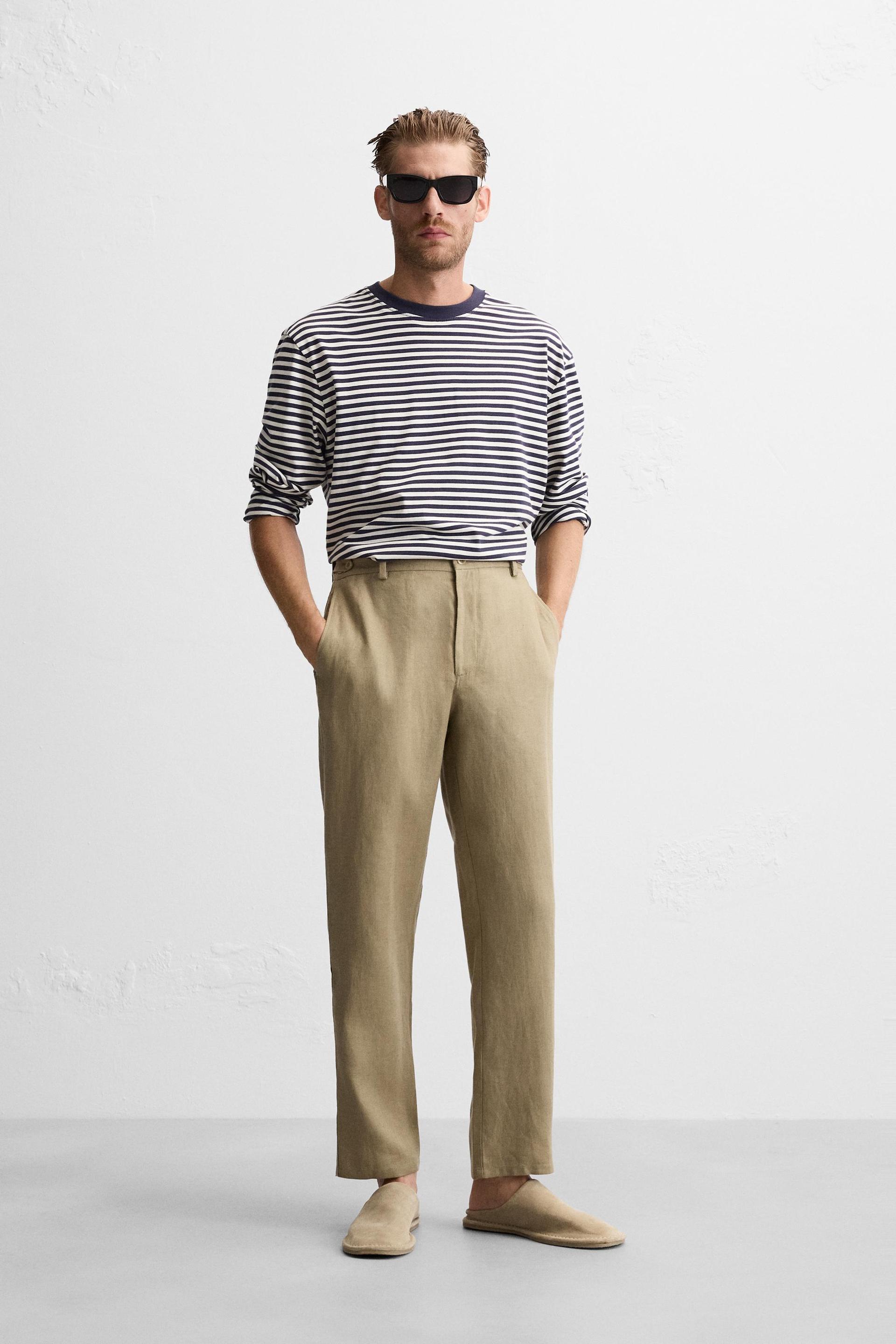 LINEN PANTS IN 100% LINEN - taupe brown | ZARA United States