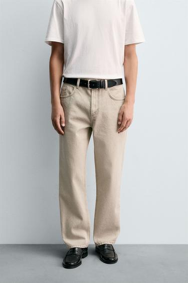 PRINTED STRAIGHT-LEG JEANS - Ecru by Zara - Image 1