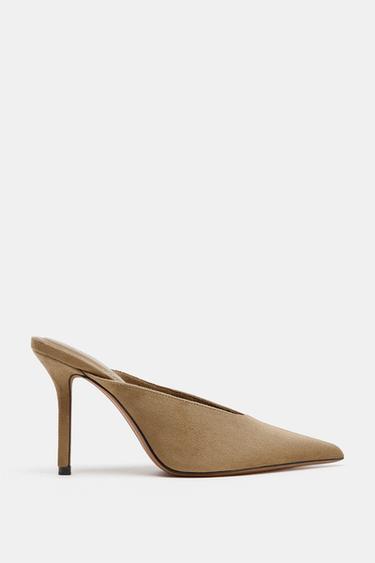 ТУФЛИ-МЮЛИ НА ВЫСОКОМ КАБЛУКЕ — Песочно-коричневый от Zara