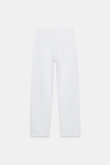 Zara TRF MOM FIT HI-RISE JEANS - White