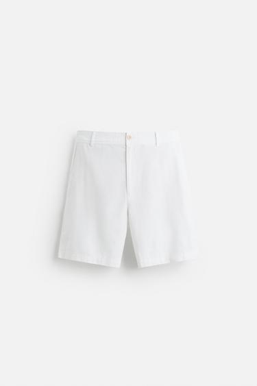 COTTON/LINEN BERMUDA SHORTS - White by Zara - Image 5