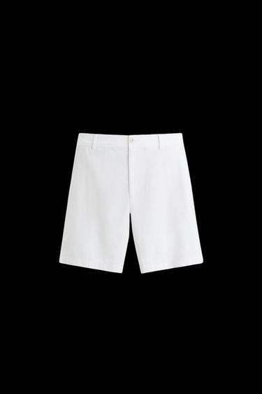 COTTON/LINEN BERMUDA SHORTS - White by Zara - Image 0