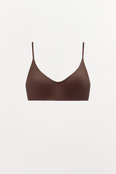 BRALETTE MIT TRÄGERN AUS POLYAMID - Braun von Zara