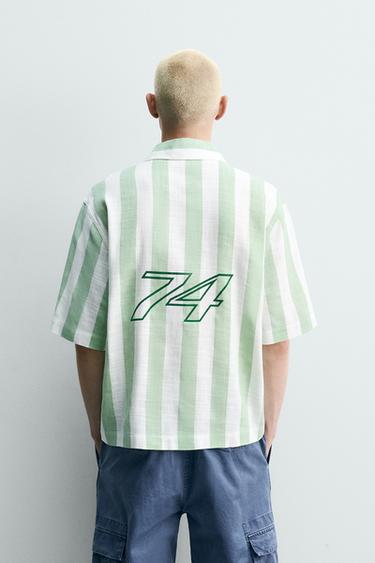 CHEMISE POLO COUPE AMPLE À IMPRIMÉS GRAPHIQUES - Vert de Zara - Image 2