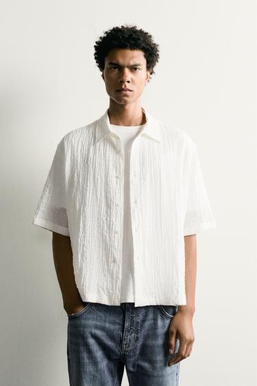 TEXTURED RELAXED FIT SHIRT - Oyster-white by Zara