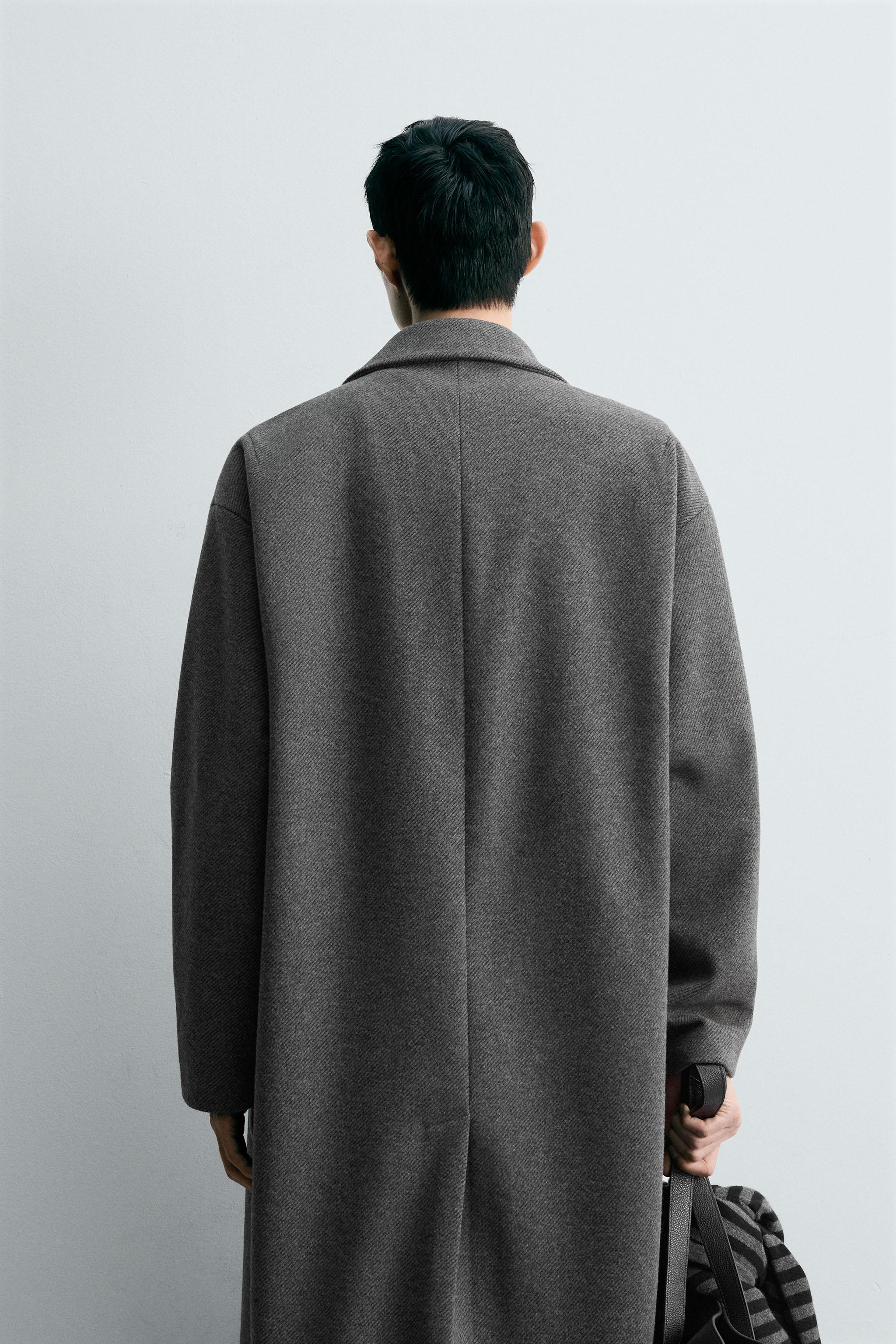 リラックスフィットツイル織りコート - グレー/ナチュラル | ZARA