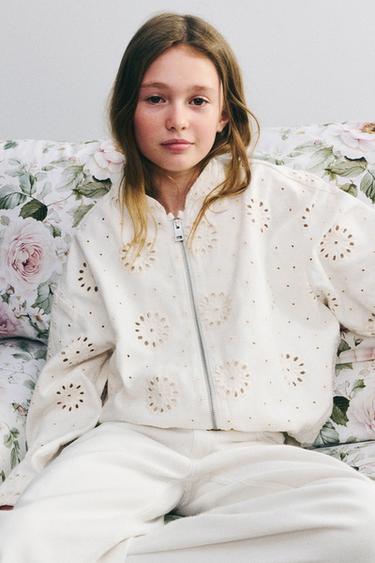 Zara SWISS EMBROIDERED JACKET - White