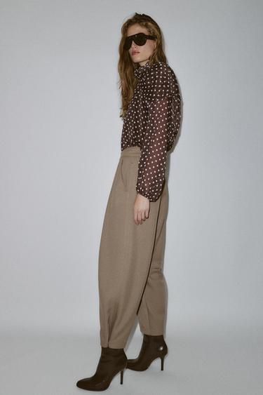 CARROT FIT TROUSERS WITH ELASTIC WAIST - camel by Zara - Image 3