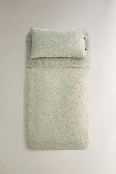 CHILDREN’S FLORAL PRINT DUVET COVER - Lime by Zara