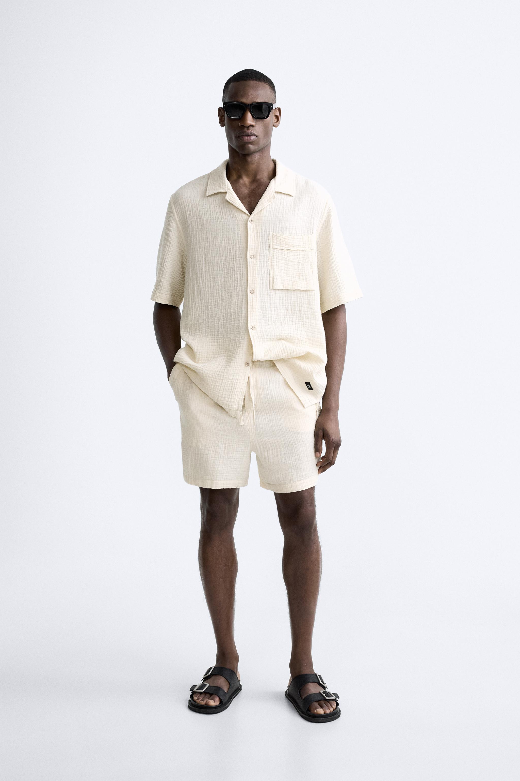 WRINKLE LOOK SHORTS Beige ZARA Canada