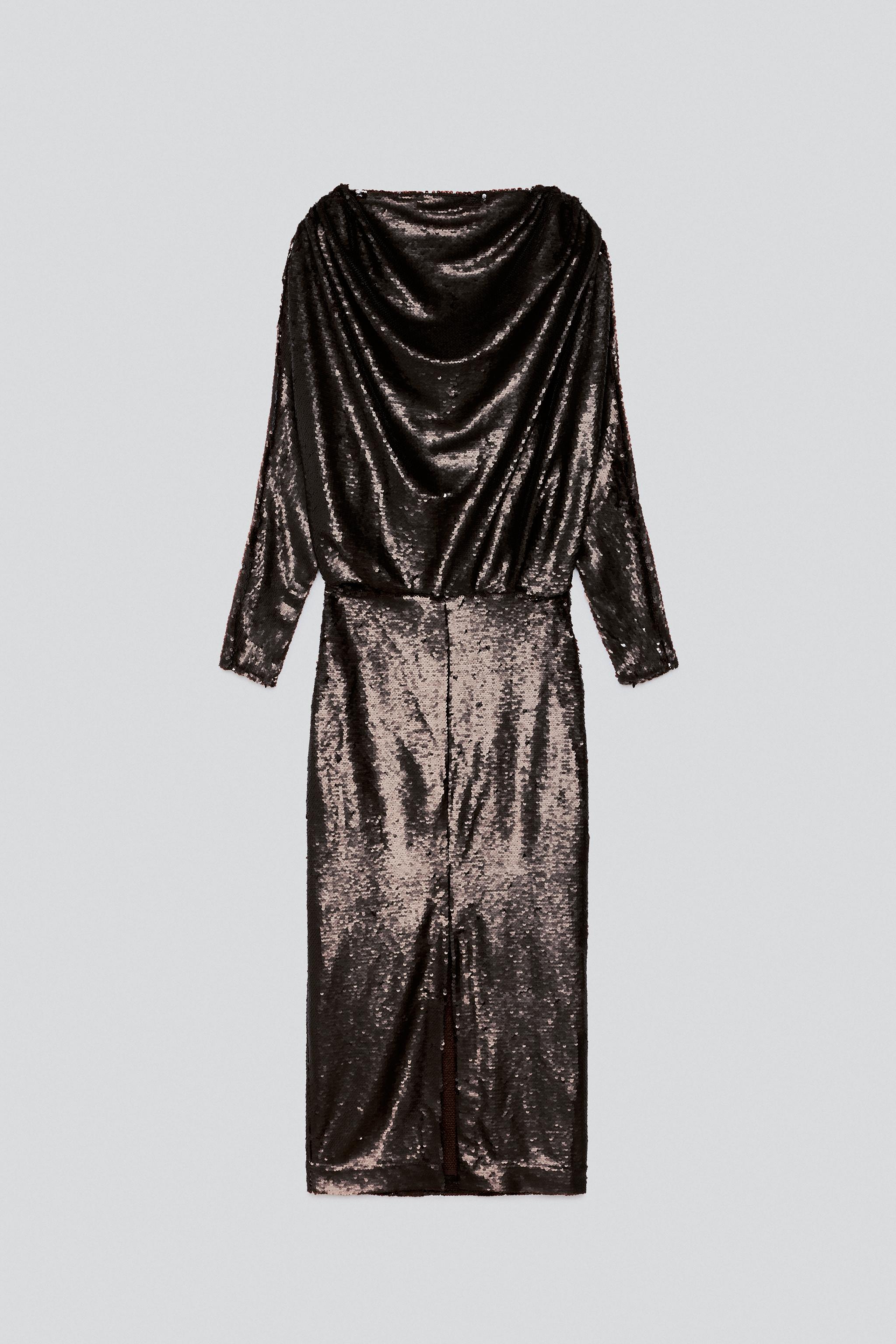ROBE MI-LONGUE DRAPÉE À PAILLETTES