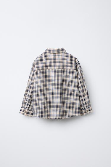 CHEMISE BRODERIES CARREAUX - Écru / Bleu de Zara - Image 1