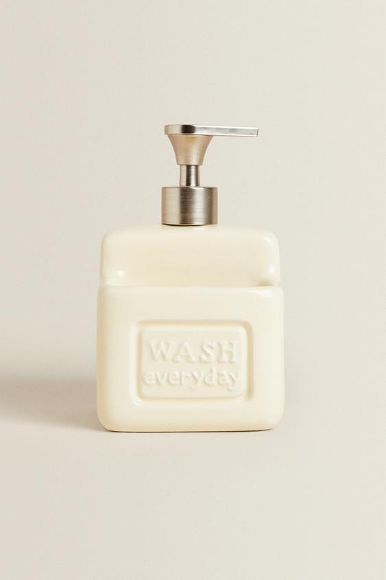 Zara CERAMIC DISH SOAP DISPENSER WITH STORAGE - Cream - Image 0
