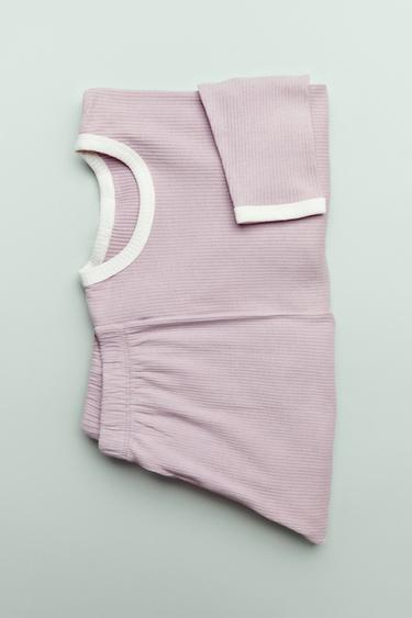AGES 2-6/ PLAIN RIBBED PYJAMAS - Dusty pink by Zara
