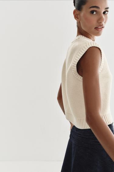 GOLD BUTTON KNIT WAISTCOAT - Ecru by Zara - Image 2