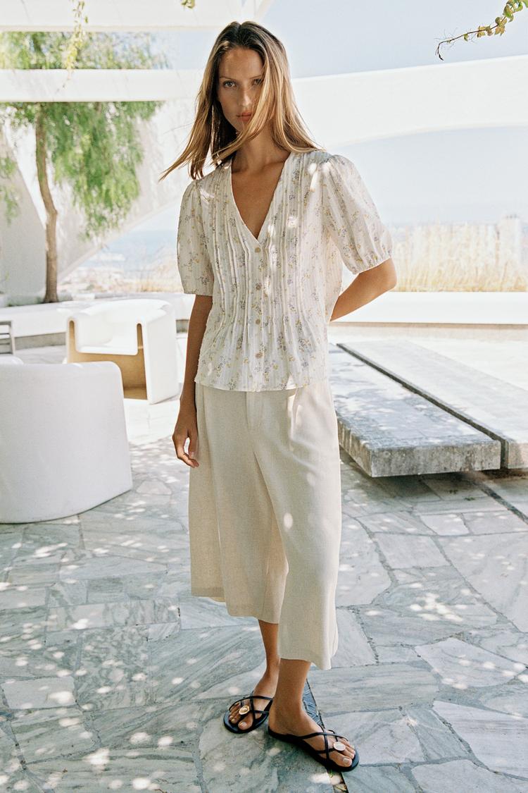 Pantalones cortos Bermuda de lino con encaje 4