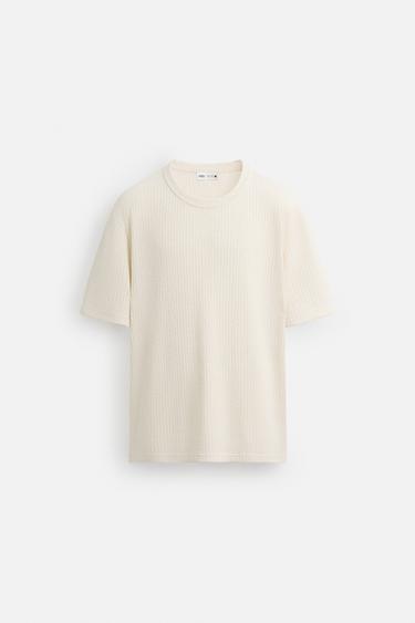 T-SHIRT STRUCTURÉ TEXTURÉ - Écru de Zara - Image 6