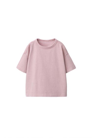 تيشرت سادة GARMENT DYE - وردي لامع الخاص بـ Zara