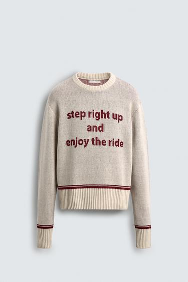 Zara COMBINATION JACQUARD SWEATER - Ecru - Image 0