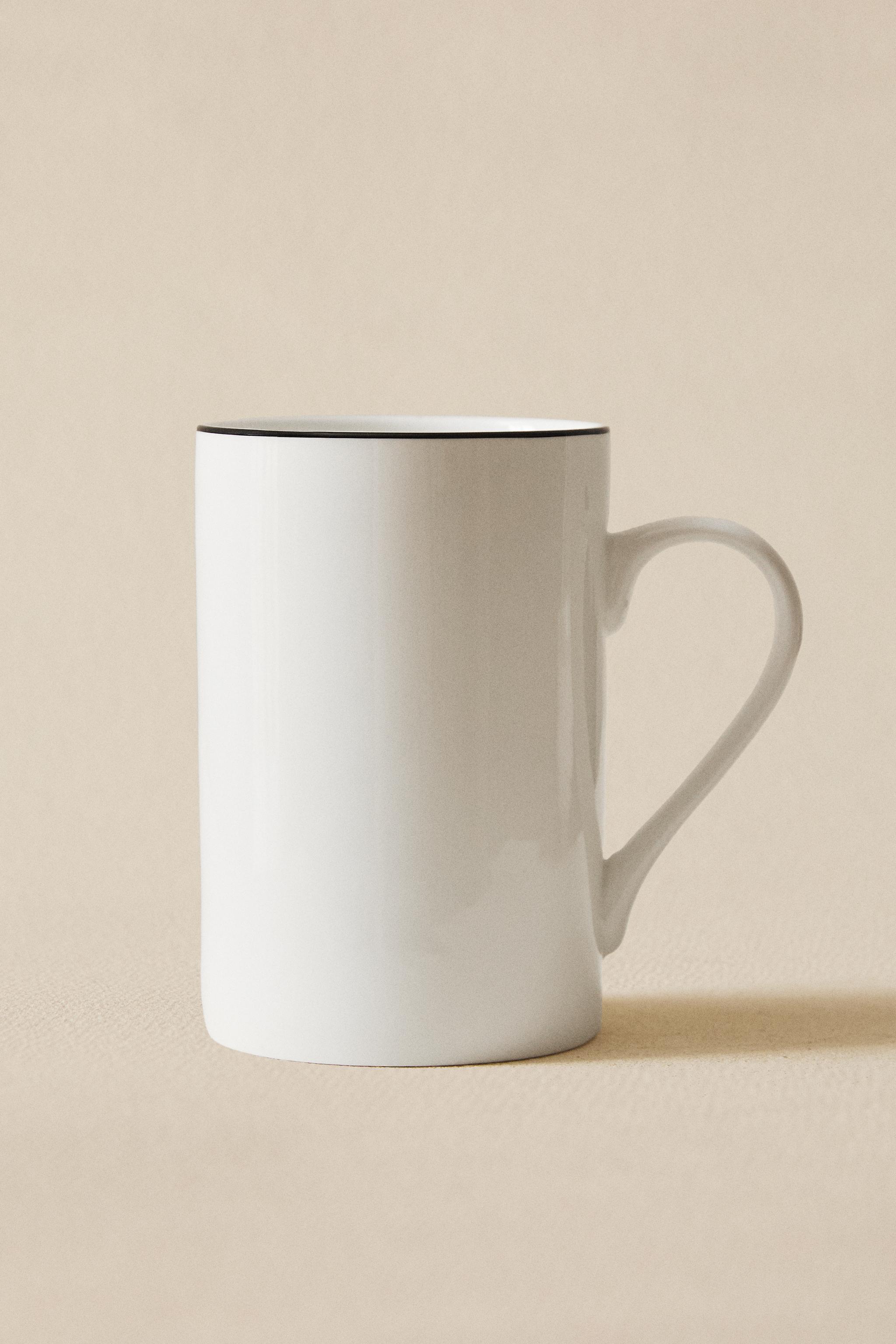 BONE CHINA MUG WITH BLACK RIM