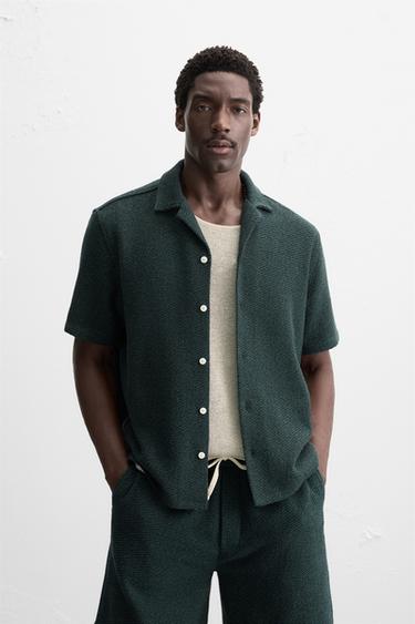 TEKSTUROITU PAITA RELAXED FIT - Blue / Green Zaralta