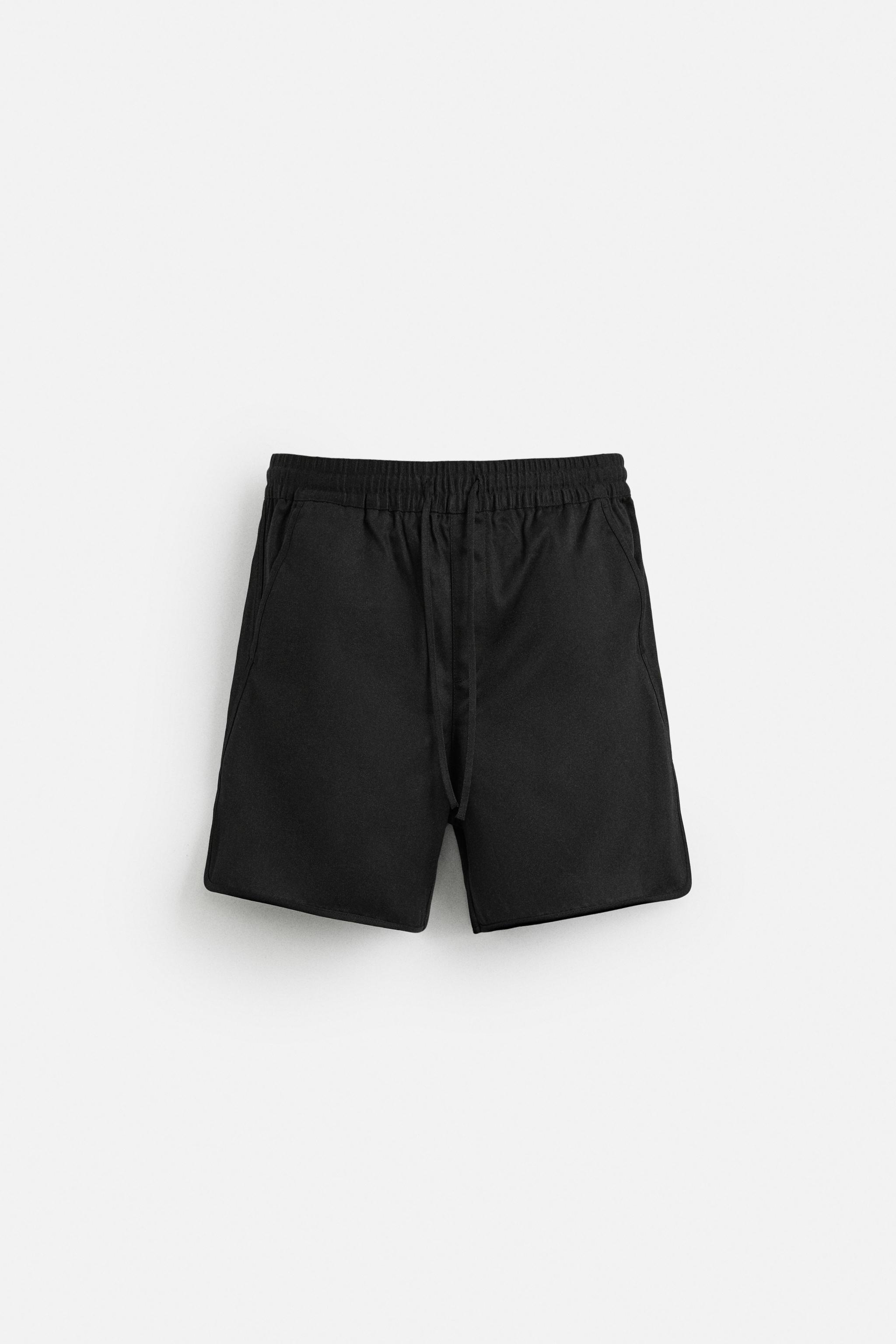 COTTON - LYOCELL BERMUDA SHORTS - Black | ZARA United States