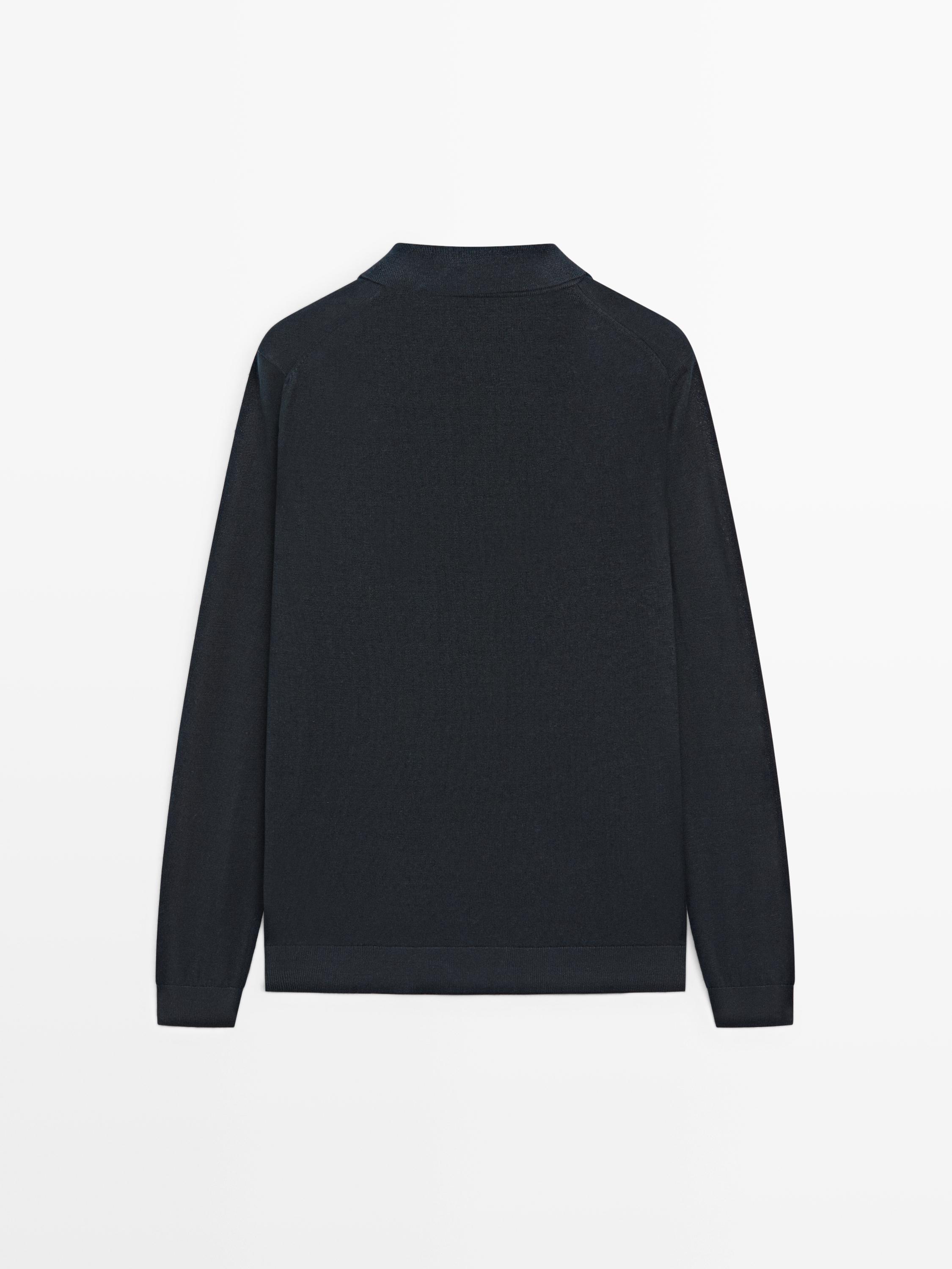 100% linen knit polo collar sweater