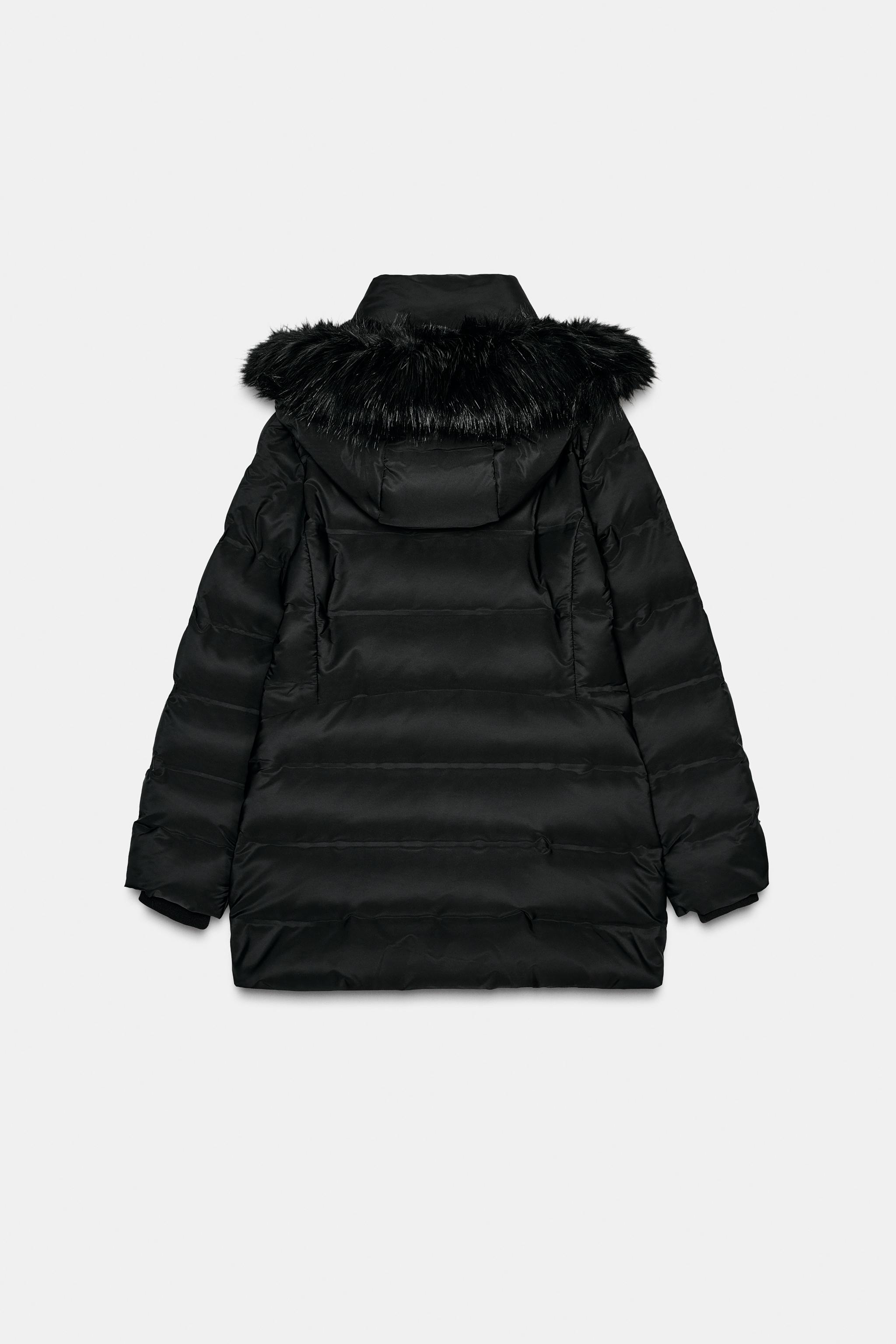 ZARA 黒 ダウンジャケット フード付き 美品✨ZARA セミロング丈フード付きダウンジャケット ブラック