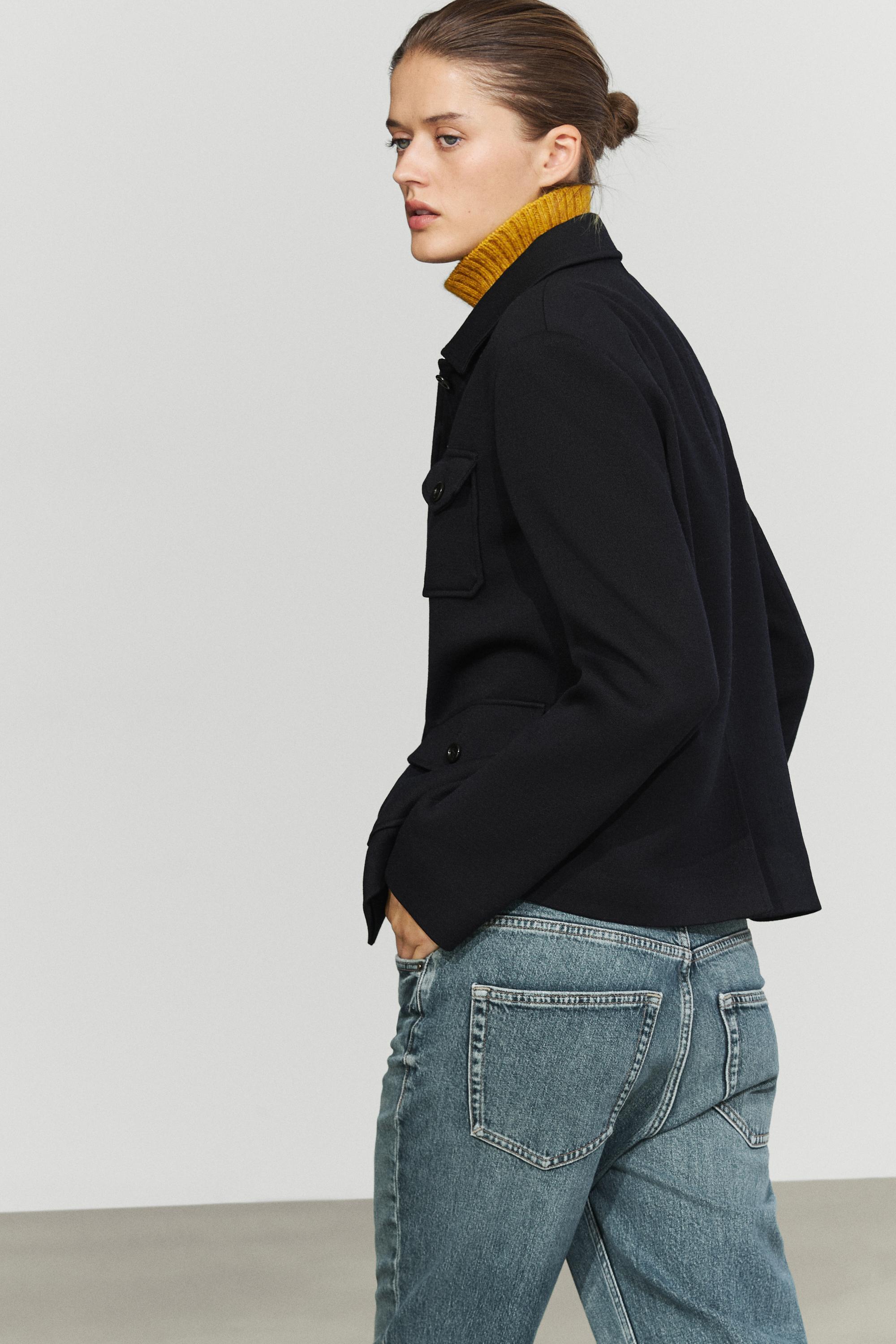 Wool blend jacket with pocket detail