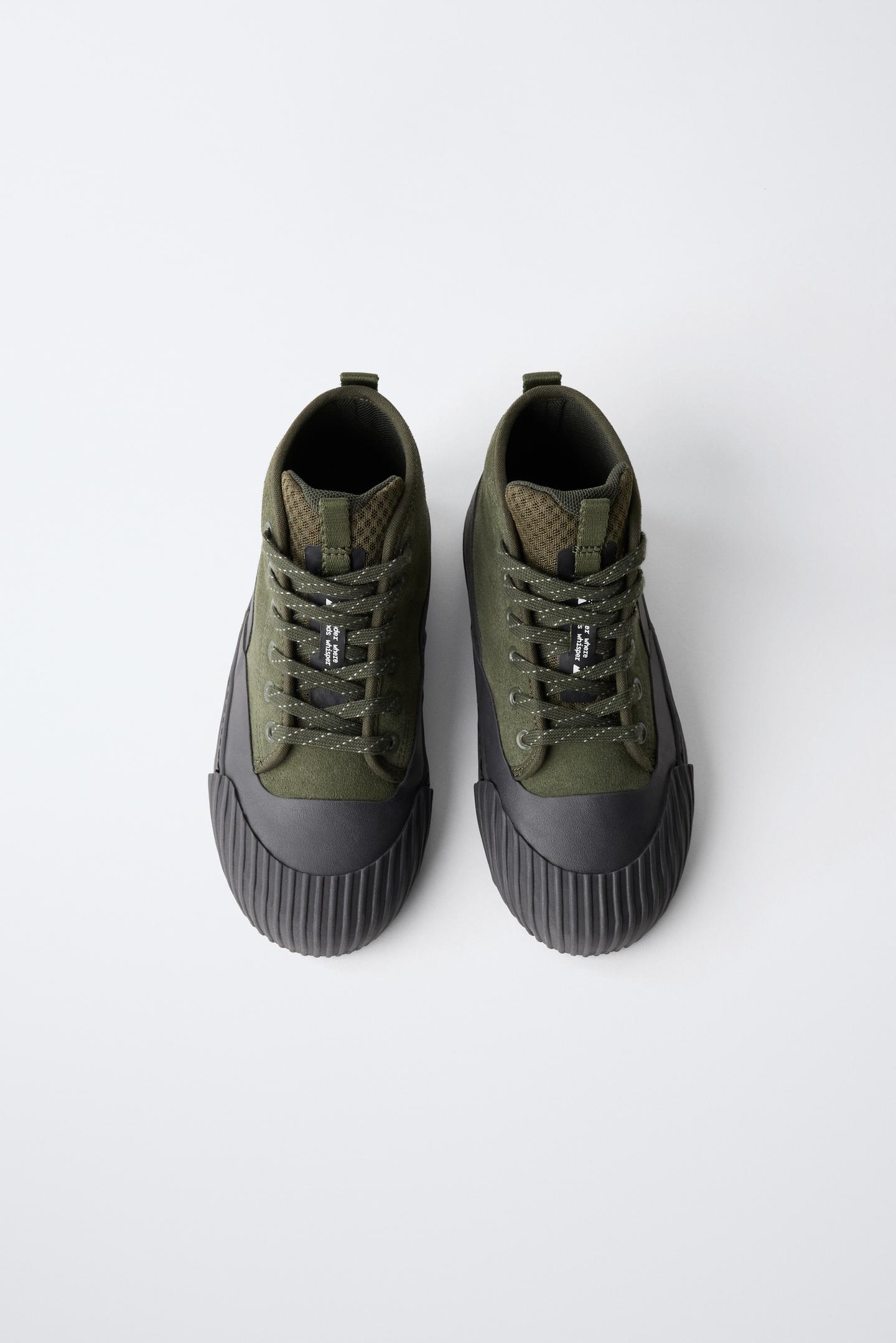Детские ботинки Zara Leather Sports Ankle, цвет: Хаки зелёный — фото 5
