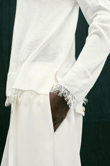 KNIT JUMPER WITH LACE - White by Zara - Image 4