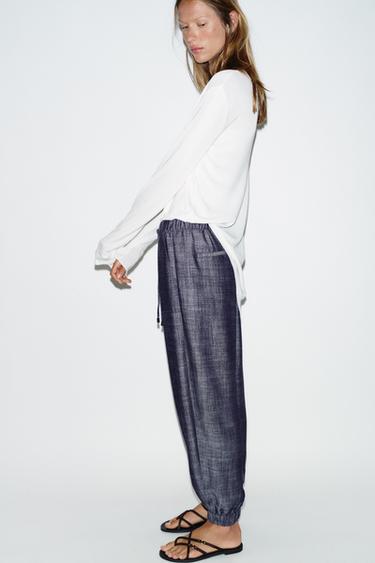 PANTALON DE JOGGING À CHEVILLES ÉLASTIQUES - Indigo de Zara - Image 4
