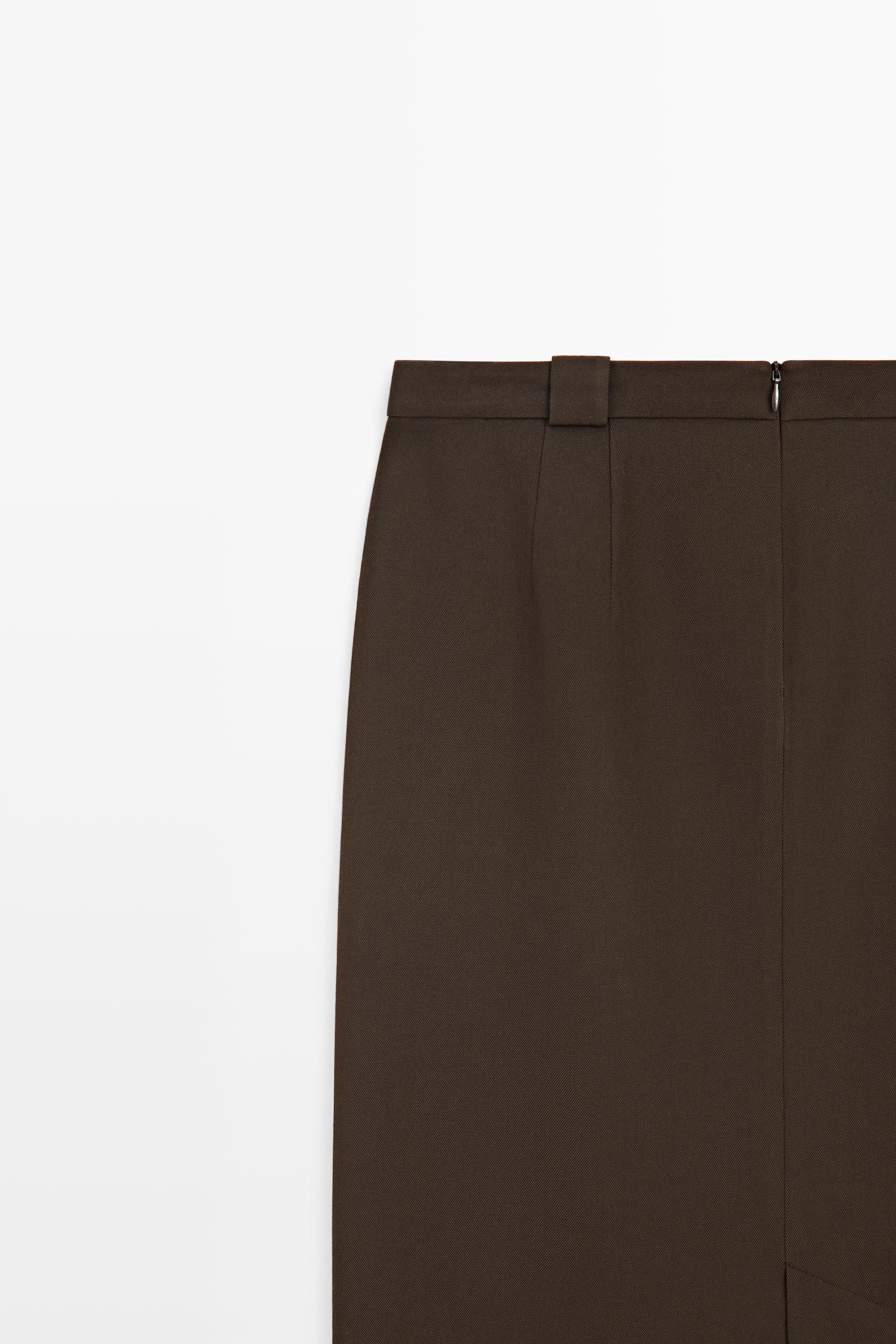 Straight wool blend midi skirt