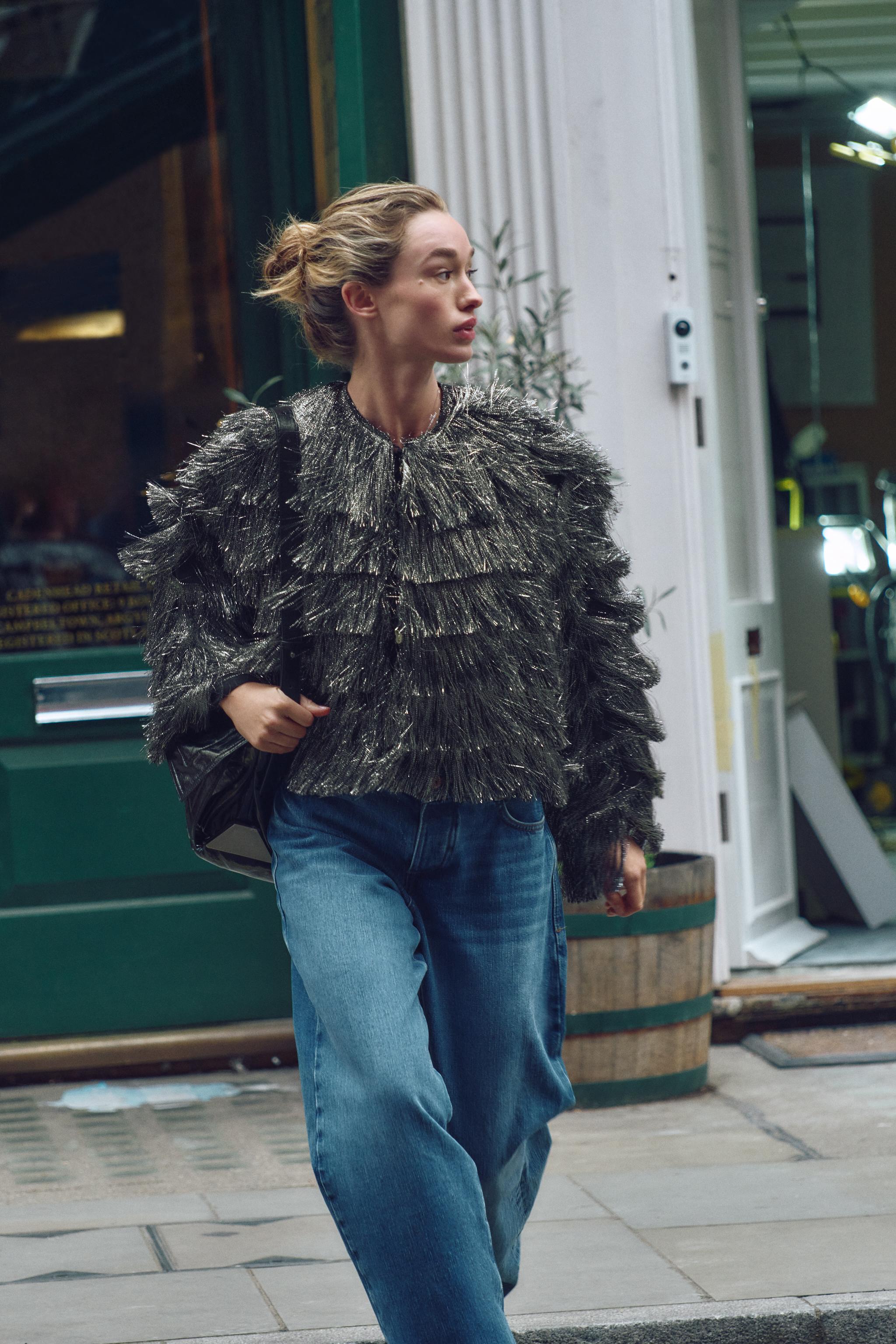 FRINGED JACKET WITH METALLIC THREAD - Silver | ZARA United FRINGED JACKET WITH METALLIC THREAD - Silver | ZARA United