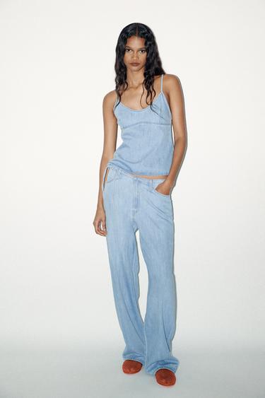 CALÇAS DENIM TRF PIJAMA - Azul da Zara - Imagem 0