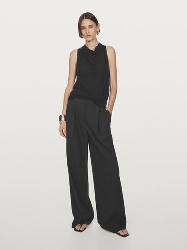 Zara Darted wide-leg trousers - Black