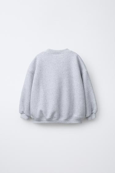 EMBROIDERED TERRY SLOGAN SWEATSHIRT - Grey marl by Zara - Image 1
