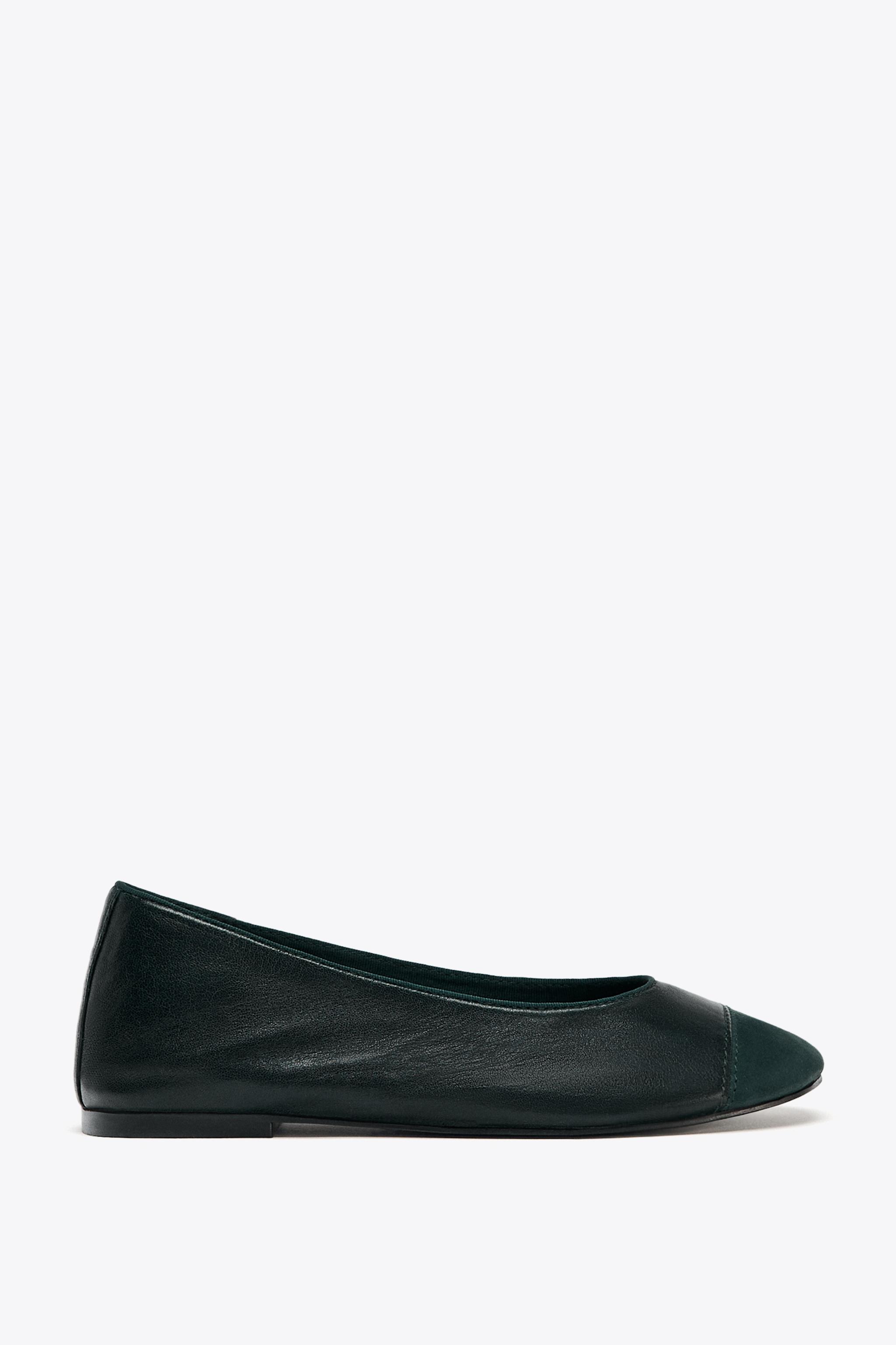 レザーフラットバレエシューズ - ダークグリーン | ZARA Japan