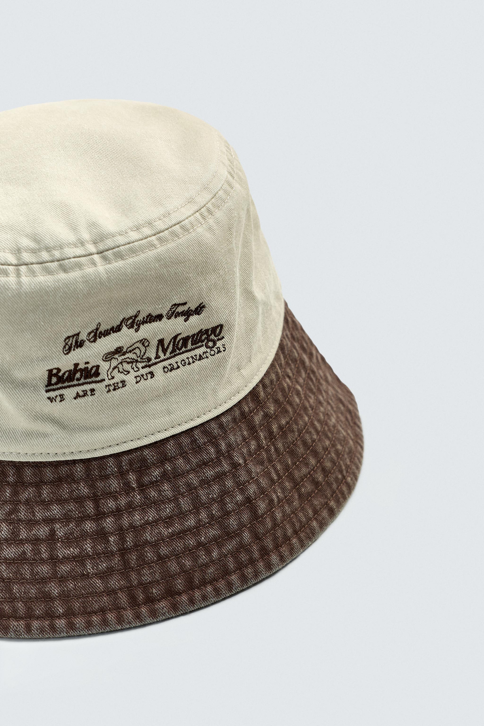 CONTRAST EMBROIDERED WASHED BUCKET HAT