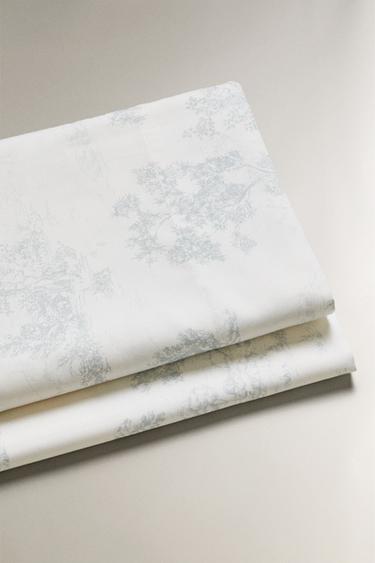 DRAP DE DESSUS SATIN TOILE JOUY - Bleu canard de Zara - Image 1