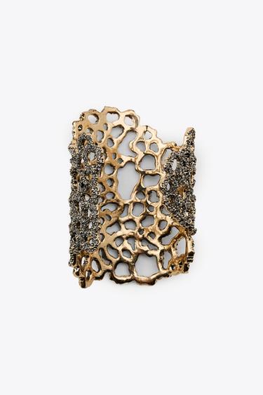 Zara JEWELED RIGID BRACELET - Aged gold
