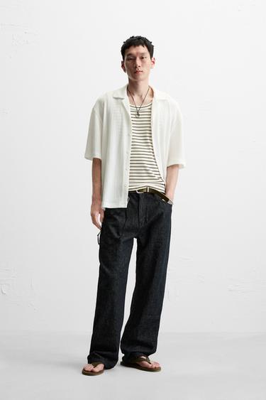CHEMISE STRUCTURÉE DÉLAVÉE - Blanc cassé de Zara
