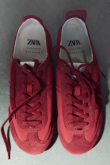 TRAINERS WITH ELASTIC HEEL COUNTER - Burgundy Red by Zara