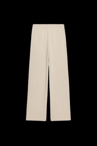 Zara SOFT WIDE LEG PANTS - Sand