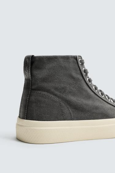 BASKETS BOTTINES EN TISSU - Noir de Zara - Image 2