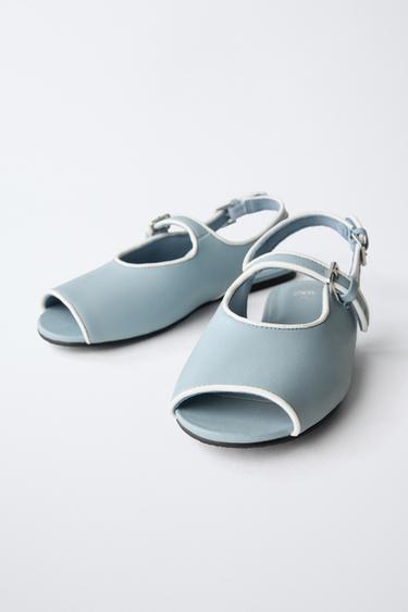TRIM SLINGBACK BALLET FLATS - Blue by Zara - Image 2