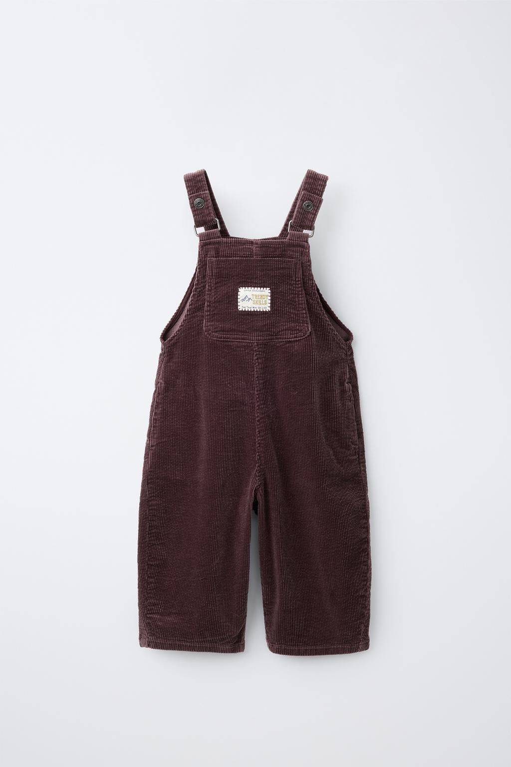 LONG CORDUROY DUNGAREES WITH LABEL
