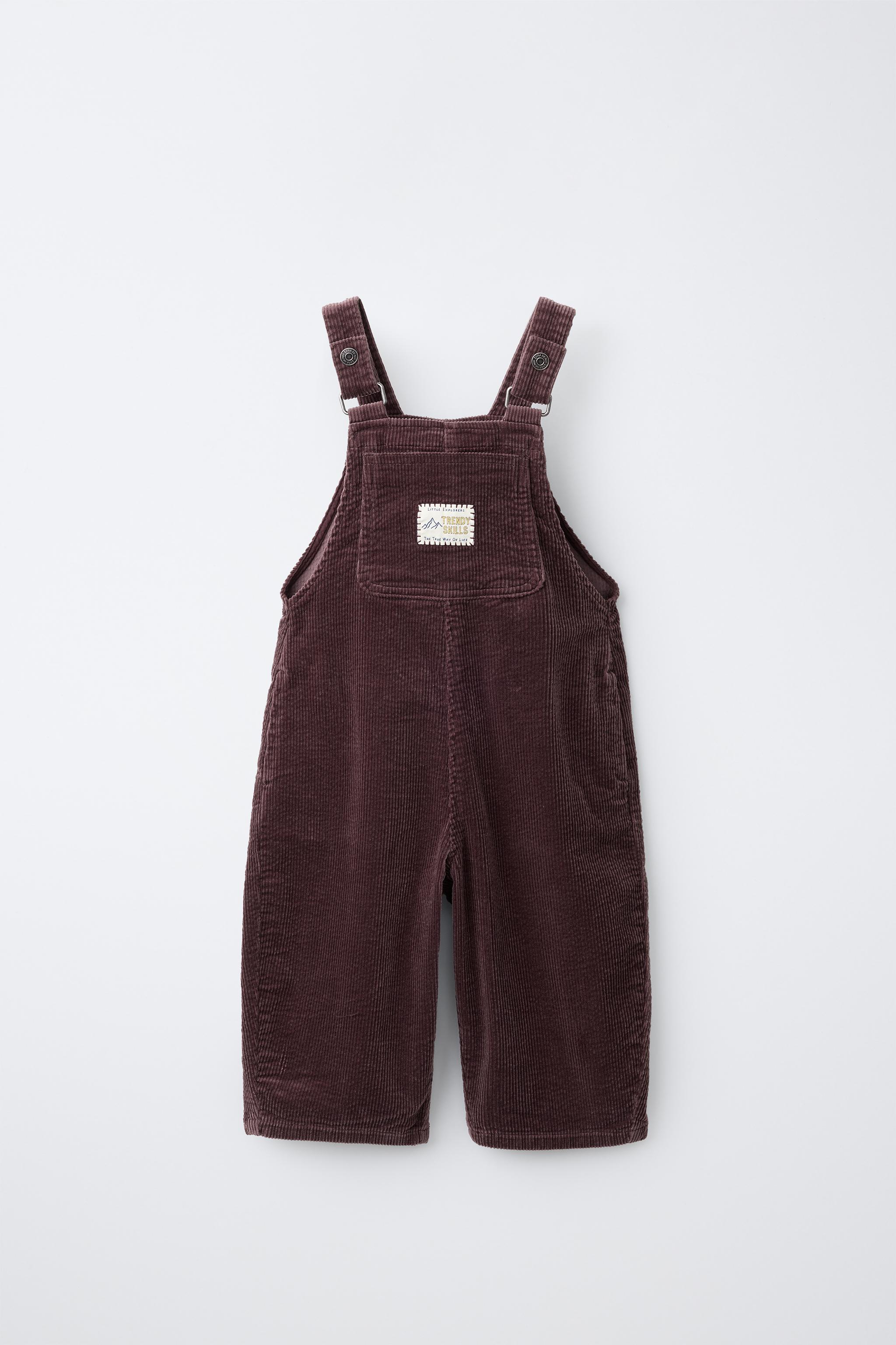 CORDUROY LONG OVERALLS WITH LABEL